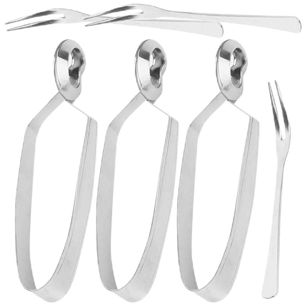 

3 Sets Snails Clip Tongs Restaurant Escargot and Fork Stainless Steel Shellfish Food Kitchen Tableware