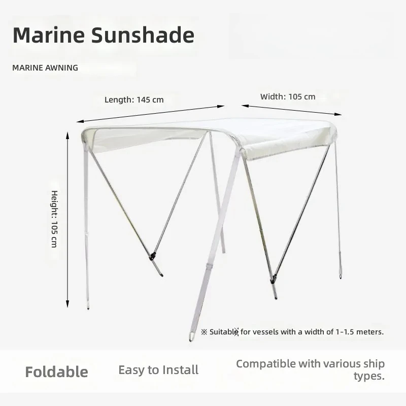 for Marine Awning Speedboat Rubber Boat Aluminum Alloy Fiberglass Assault Boat Tent Sun Protection Umbrella Folding Awning