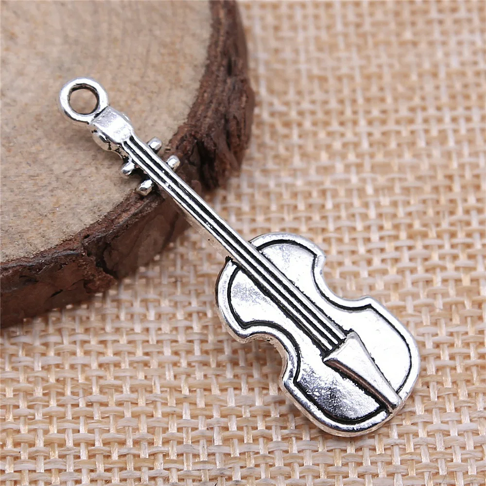 10pcs 42x13mm(1.65x0.51inch) Antique Silver Color Musical Instrument Violin Charms Pendants DIY Jewelry Making Accessories