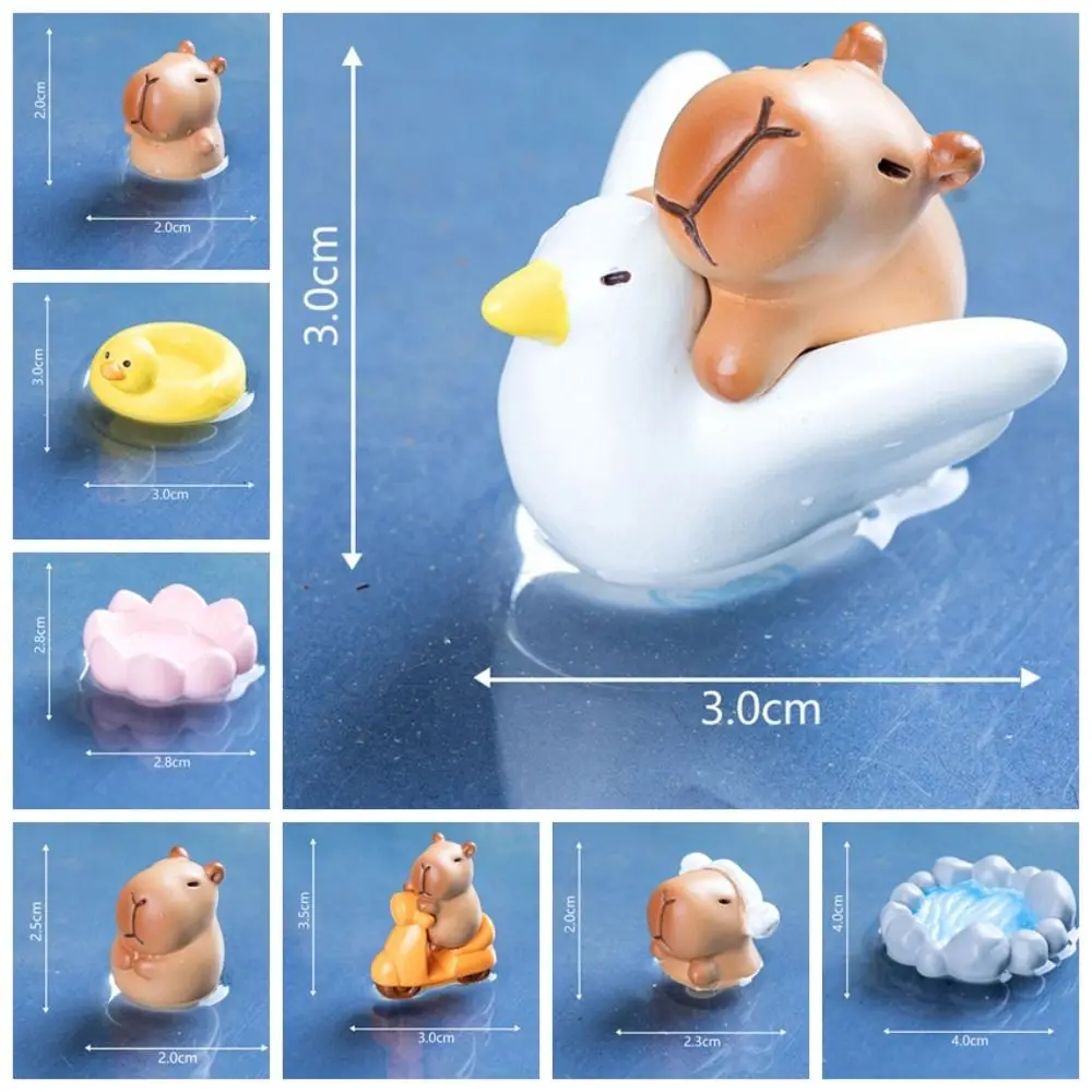 Swimming Capybara Figure Toys Take Bath Cycling Simulation Capibara Model Cute Tortoise Capybara Animals Figures Sculpture