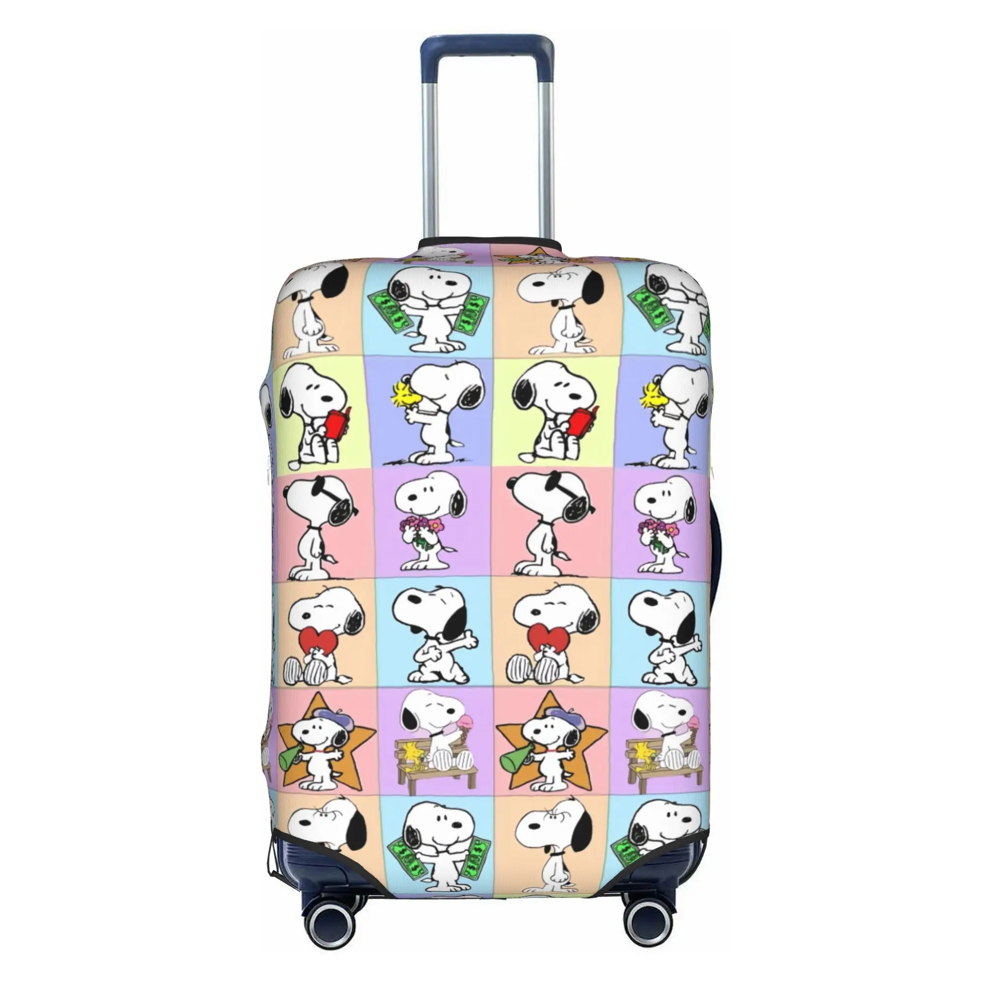 Anime Dog Checkered Plaid  S-Snoopy  Luggage Cover Funny  Suitcase Protector Covers Suit For 18-32 inch