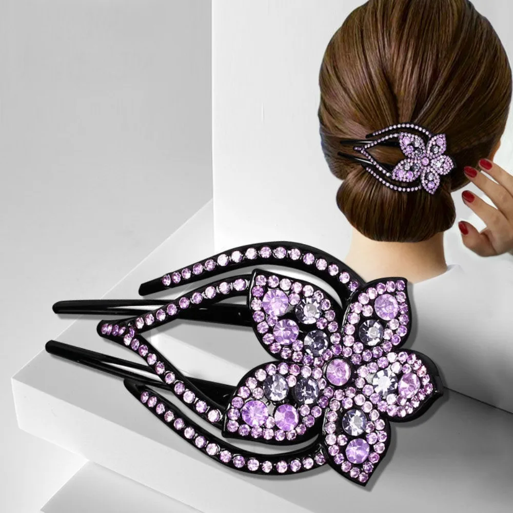 Crystal Women\'s Crystal Hair Clips Fashion Plastic Resin Insert Comb Hairgrip Accessories Rhinestone Hairpin Women