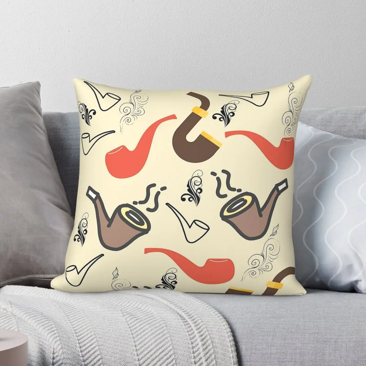 Pipe Humidor Don't Blow It Square Pillowcase Polyester Linen Velvet Creative Zip Decorative Throw Pillow Case Sofa Seater Cover