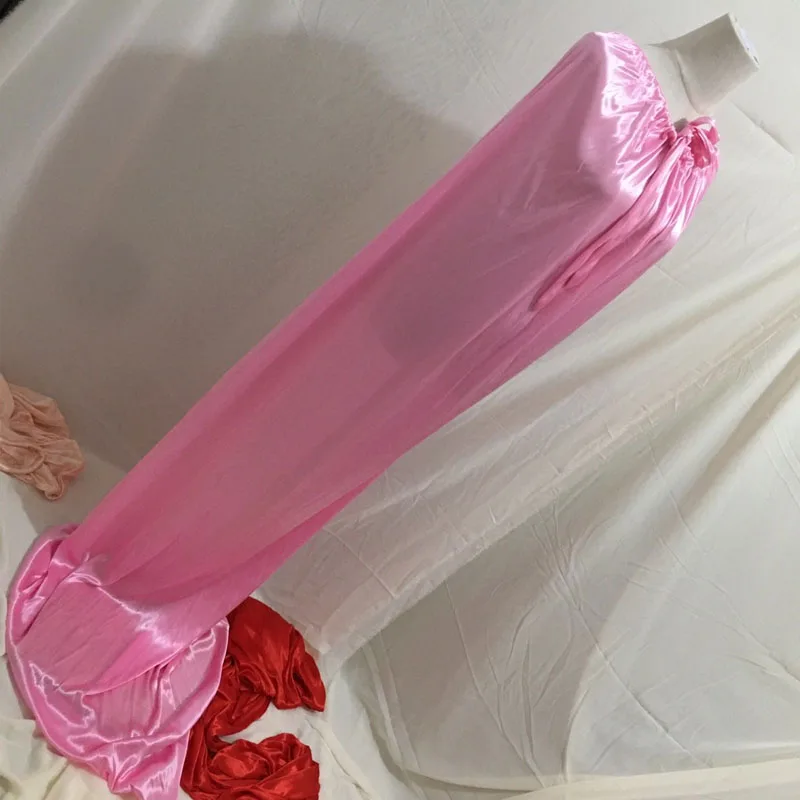 Плюс размер глянцевое атласное свободное платье макси ледяной шелк без рукавов пара шелковистый на ощупь эластичный мягкий сексуальный длинный спальный мешок abdl waddle ﻿