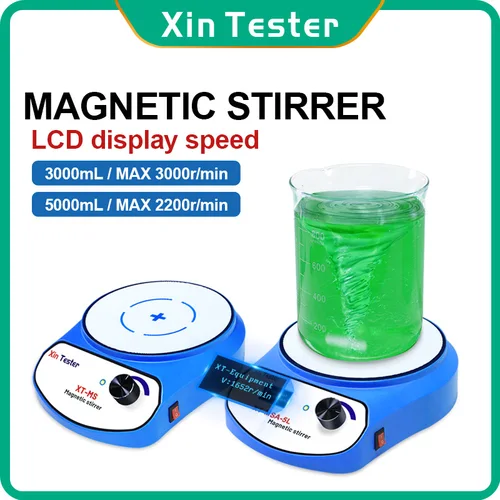 Xin Tester-agitador magnético con pantalla LCD de 3000ml, mezclador Digital de placa agitadora para el hogar/laboratorio, Spinner magnético para salsas calientes/café + barra agitadora