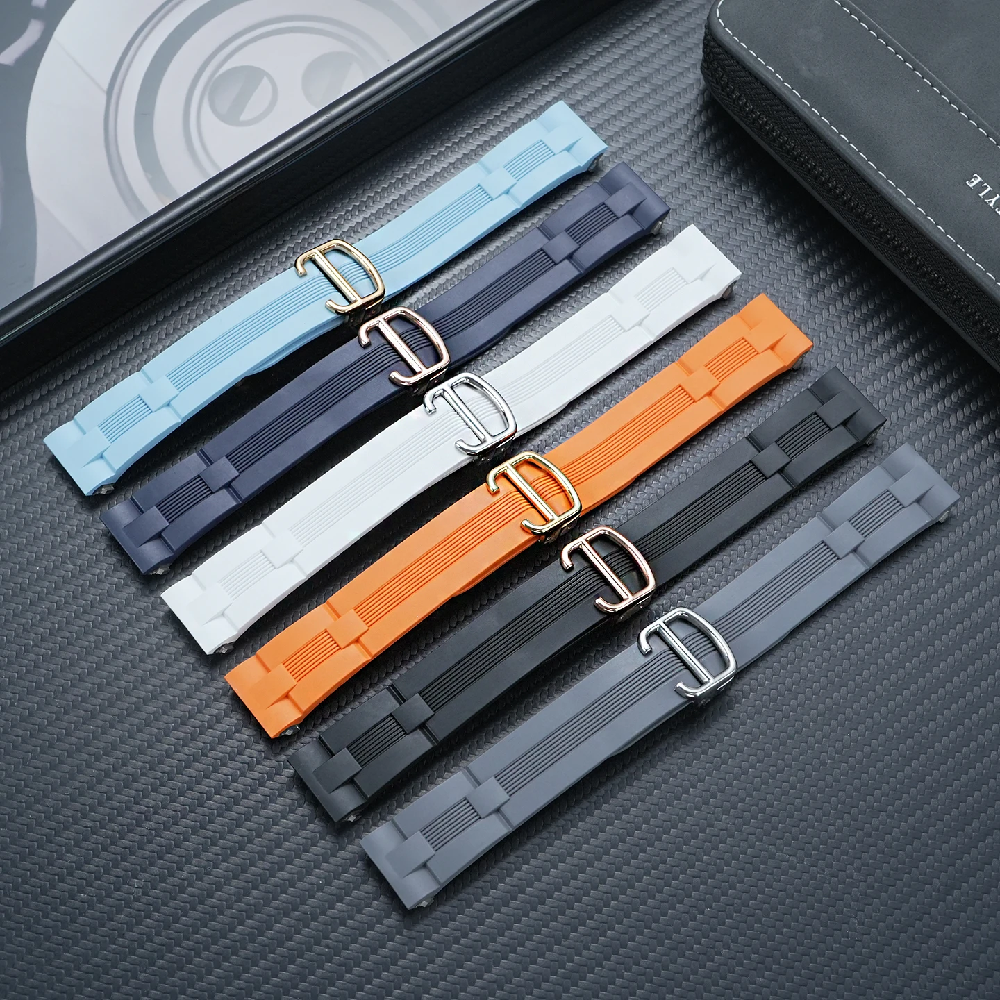 For Cartier Roadster FKM Rubber Fluororubber Watchband W6206018 6017 WE500260 Watch Strap 19mm Quick-release Interface bracelet