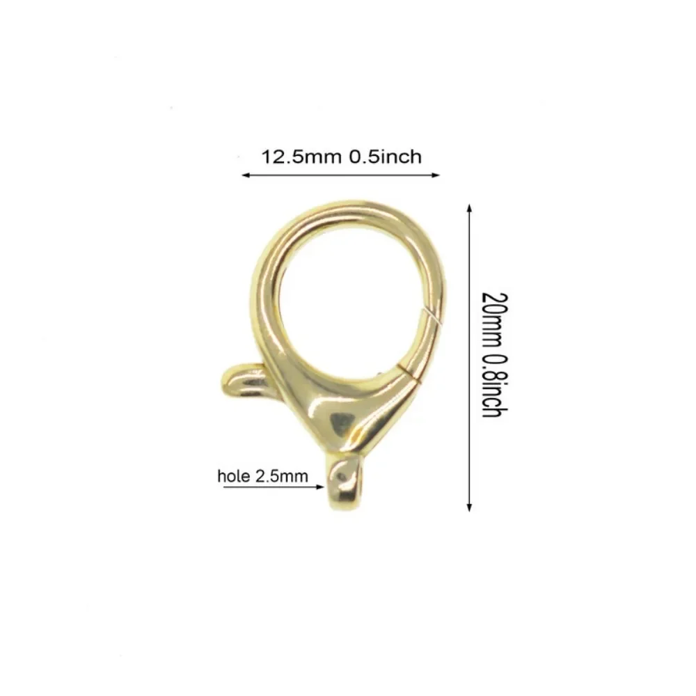 20mm 0.8inch Fine unplated Solid Brass snap spring lobster claw hook clasp chain Pearl necklace bangle repair DIY Accessory