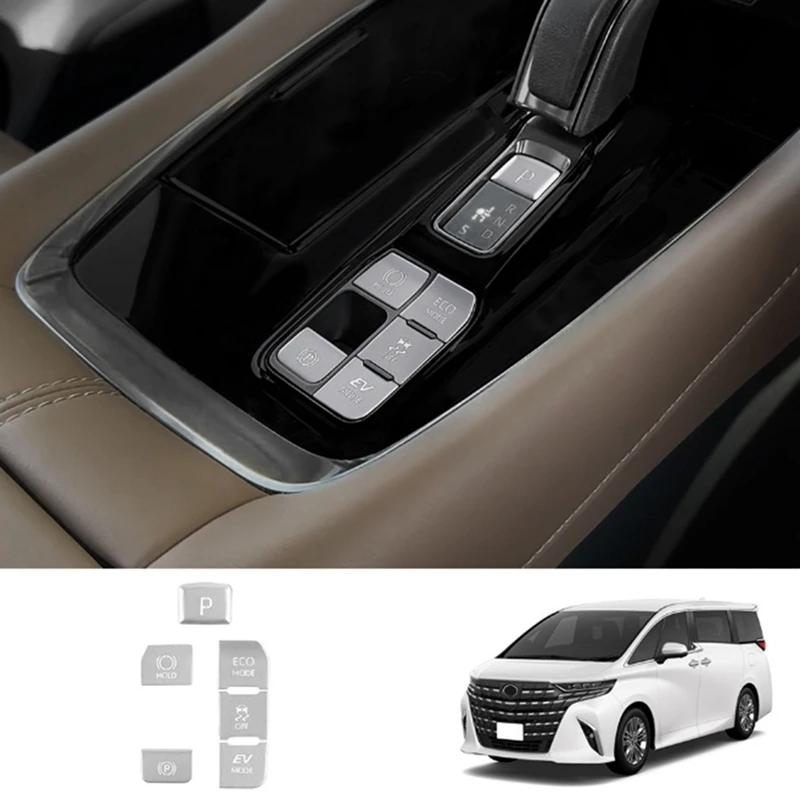 Electronic Handbrake Button Sticker Aluminum For Toyota ALPHARD 40 Series Gear Button Sticker High-End Version Silver