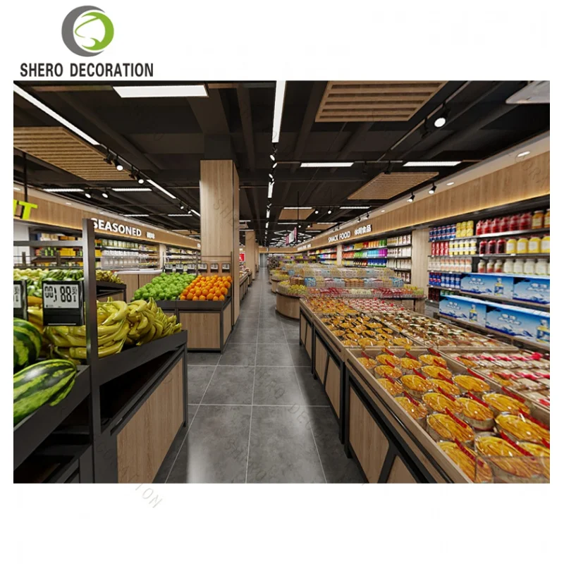 Custom.Factory بيع سوبر ماركت الأثاث الخشبي سوبر ماركت عرض الرف سوبر ماركت التصميم الداخلي