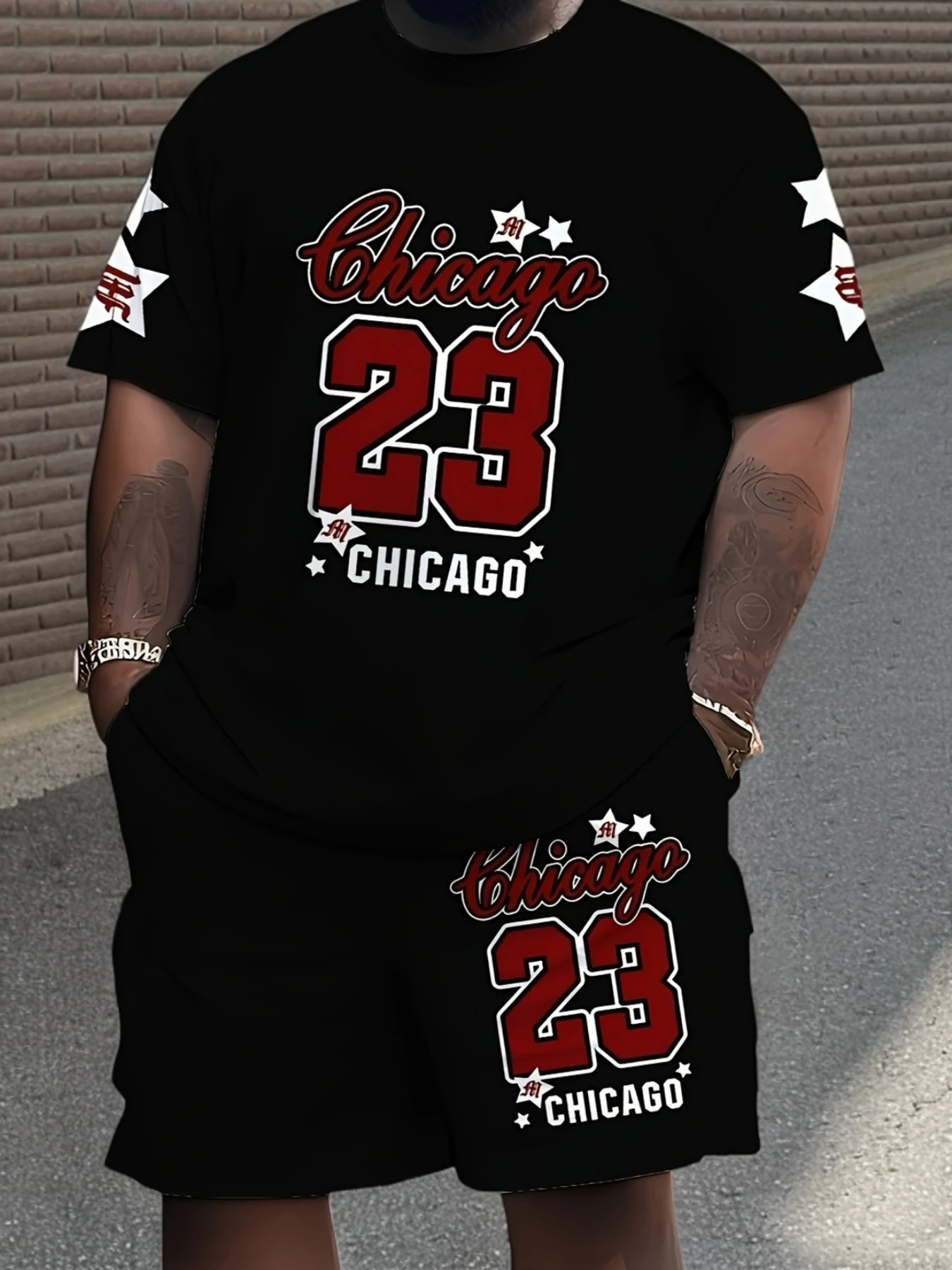 

Мужской повседневный спортивный костюм, дышащая уличная повседневная мужская футболка и шорты, большой мужской повседневный костюм с 3D принтом, размер 23, удобный