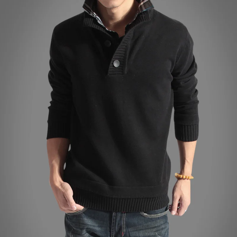 Suéter de Punto para Hombre, Estilo Coreano, Cuello Alto, Cómodo, sor Medio, Primavera-Otoño, Corte Ajustado, Moderno, Man...