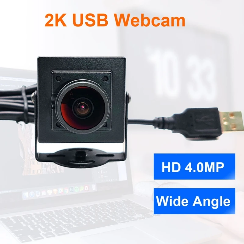 160 Degree Wide Angle 1.8Mm Fisheye 2K HD PC Webcam Plug & Play 30Fps 2560X1440 High Speed Video Live Computer Camera