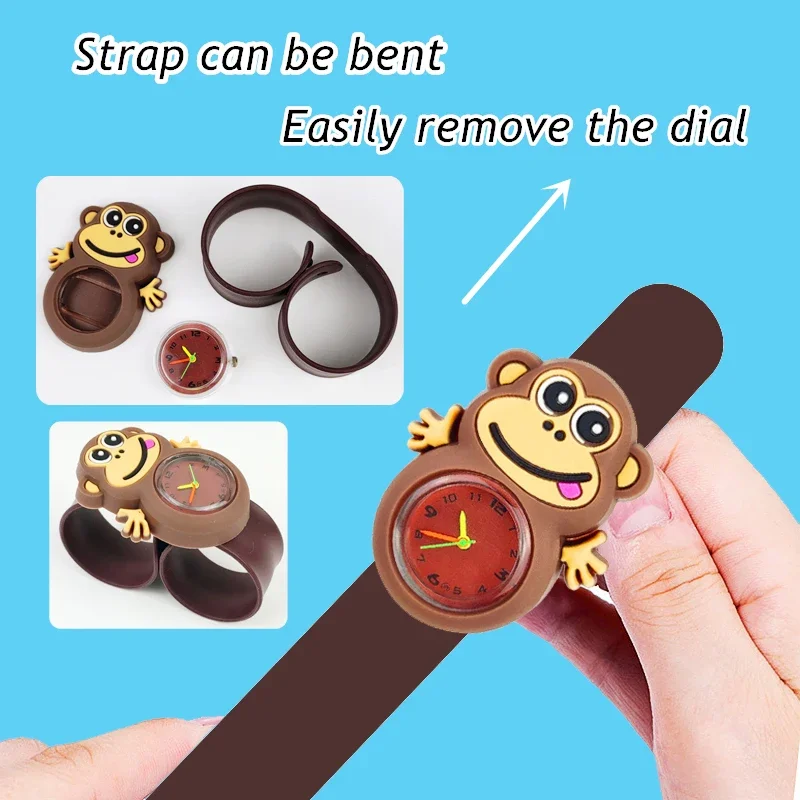 Baby Watch 3D Cartoon Kids Birthday Gift 2-15 Years Old Girl Boy Children Study Time Toy Clock Free Spare Battery