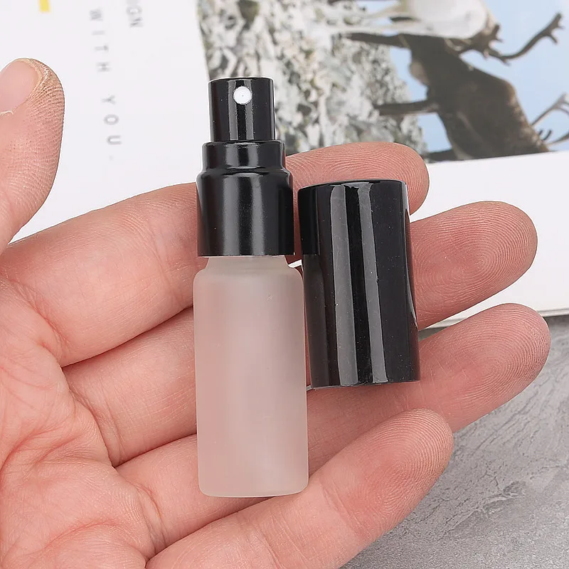 5ml Portable Mini Glass Refillable Perfume Bottle Clear Frosted Spray Empty Cosmetic Containers Atomizer Sample Vials For Travel