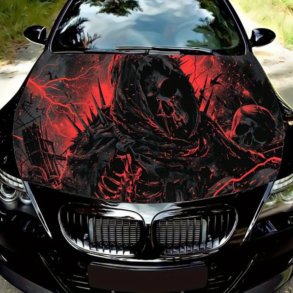 

Dark Thunder - Flame Grim Reaper ПВХ автомобильные виниловые обертки, самоклеящаяся водонепроницаемая наклейка на капот автомобиля, защита украшения автомобиля