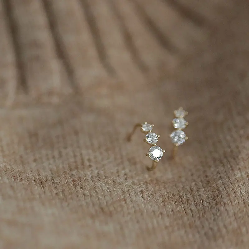 S925 Sterling Silber vergoldet 18k Weißgold Kristall Ohrstecker Zirkon Diamant Ohrclips für Frauen Braut Hochzeit Schmuck – Detail 5