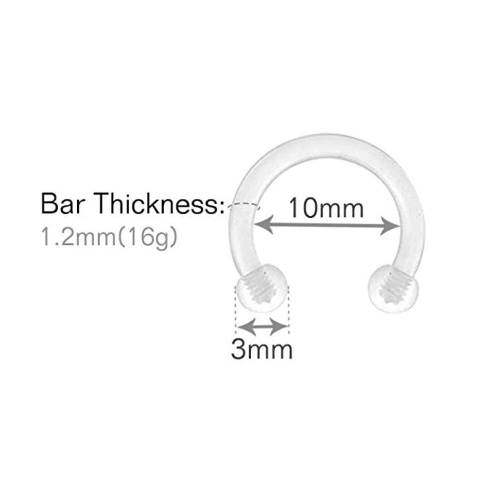 5pcs Clear Nose Septum Ring Set