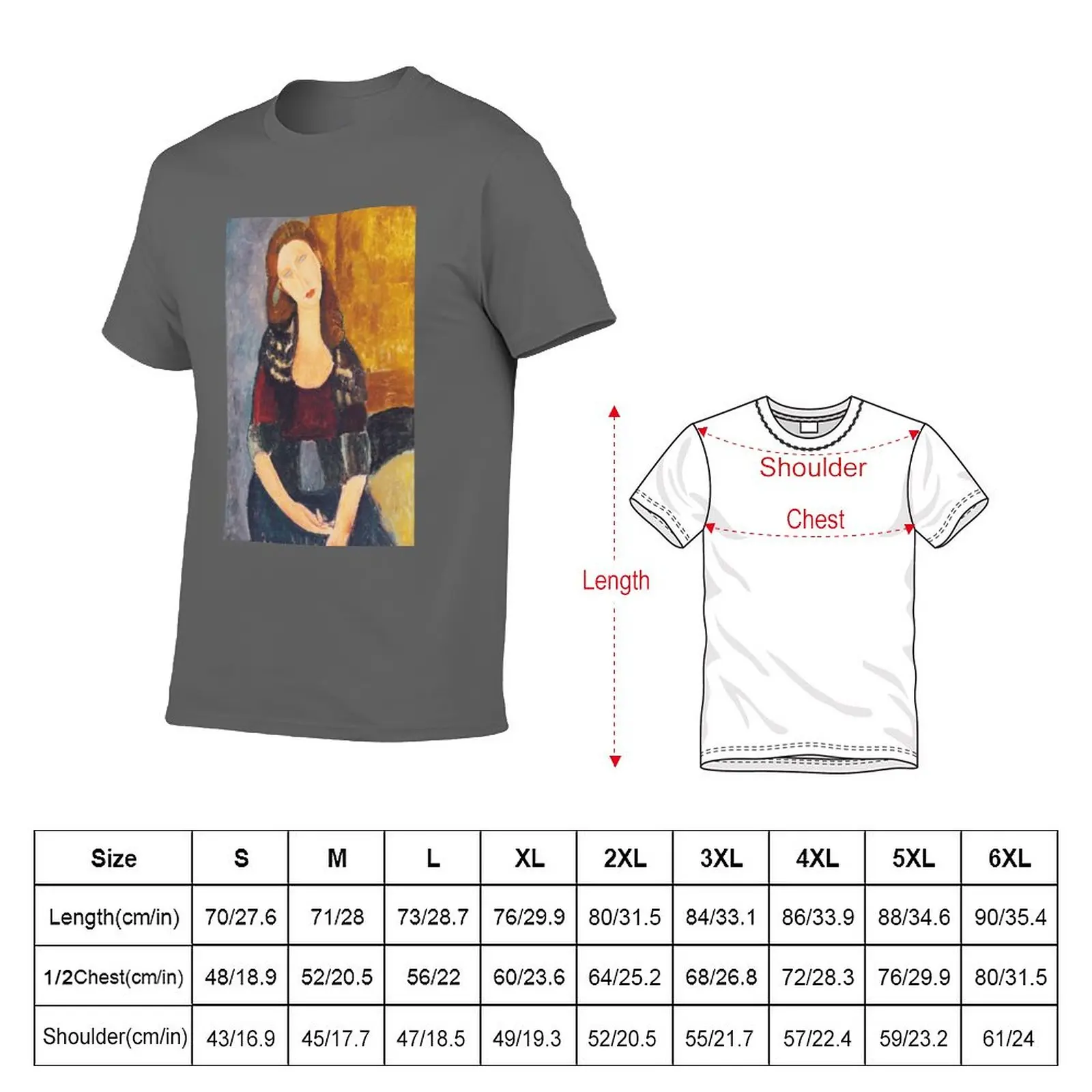 New Jeanne Hebuterne woman portrait by Amedeo Modigliani T-Shirt summer top blank t shirts t shirt man Short sleeve tee men