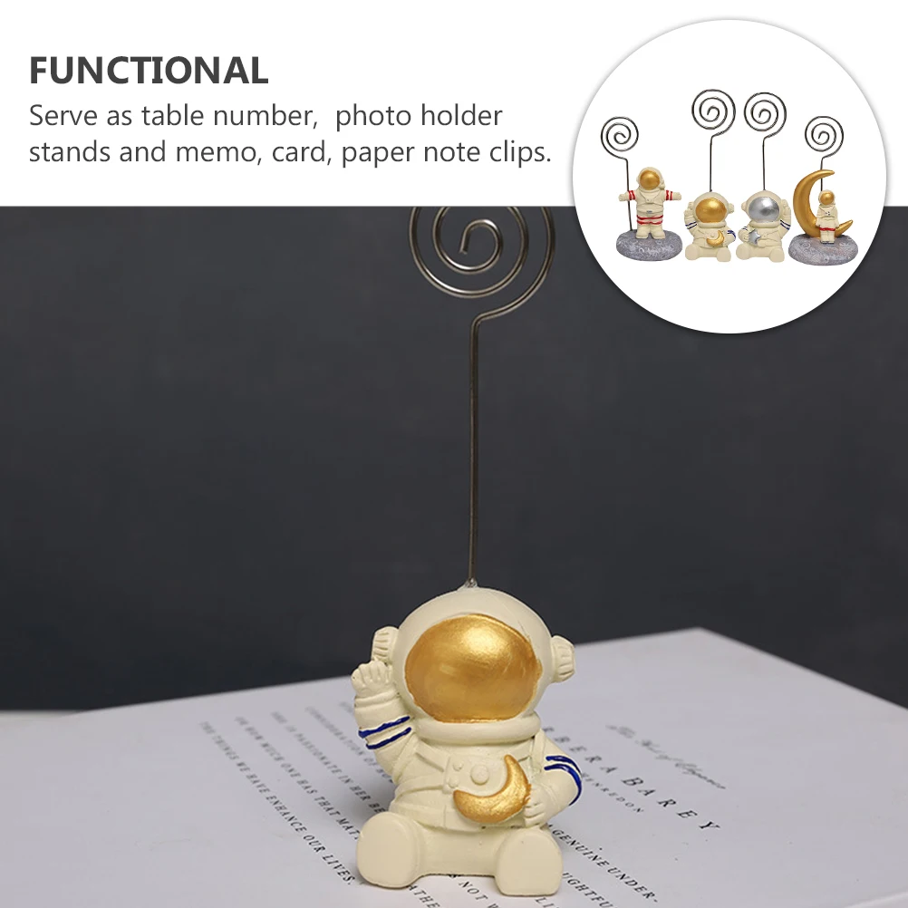 

4pcs Astronaut Table Number Holders Reusable Decorative Stand For Wedding Birthday Party Menu Photo Clip Memo Note Holder