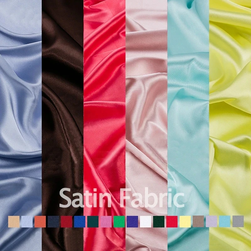 20yards Multicolour Soft Satin Fabric Home Sewing Polyester Handmade Pure Color Cloth Wedding Party Decoration Box Lining DIY