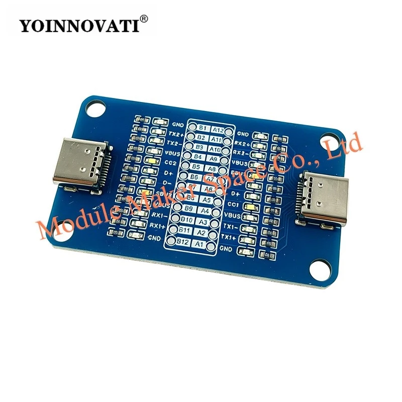 Dual USB-C Cable Tester Module for Fast Charging Cables, Type-C to Type-C 24-Pin Continuity Detector with LED Indicators