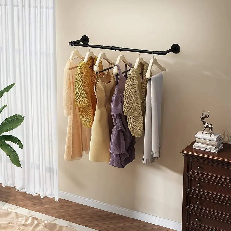 

Wall Mounted Cloakroom Bedroom Clothes Storage Rack Clothing Garment Display Stand