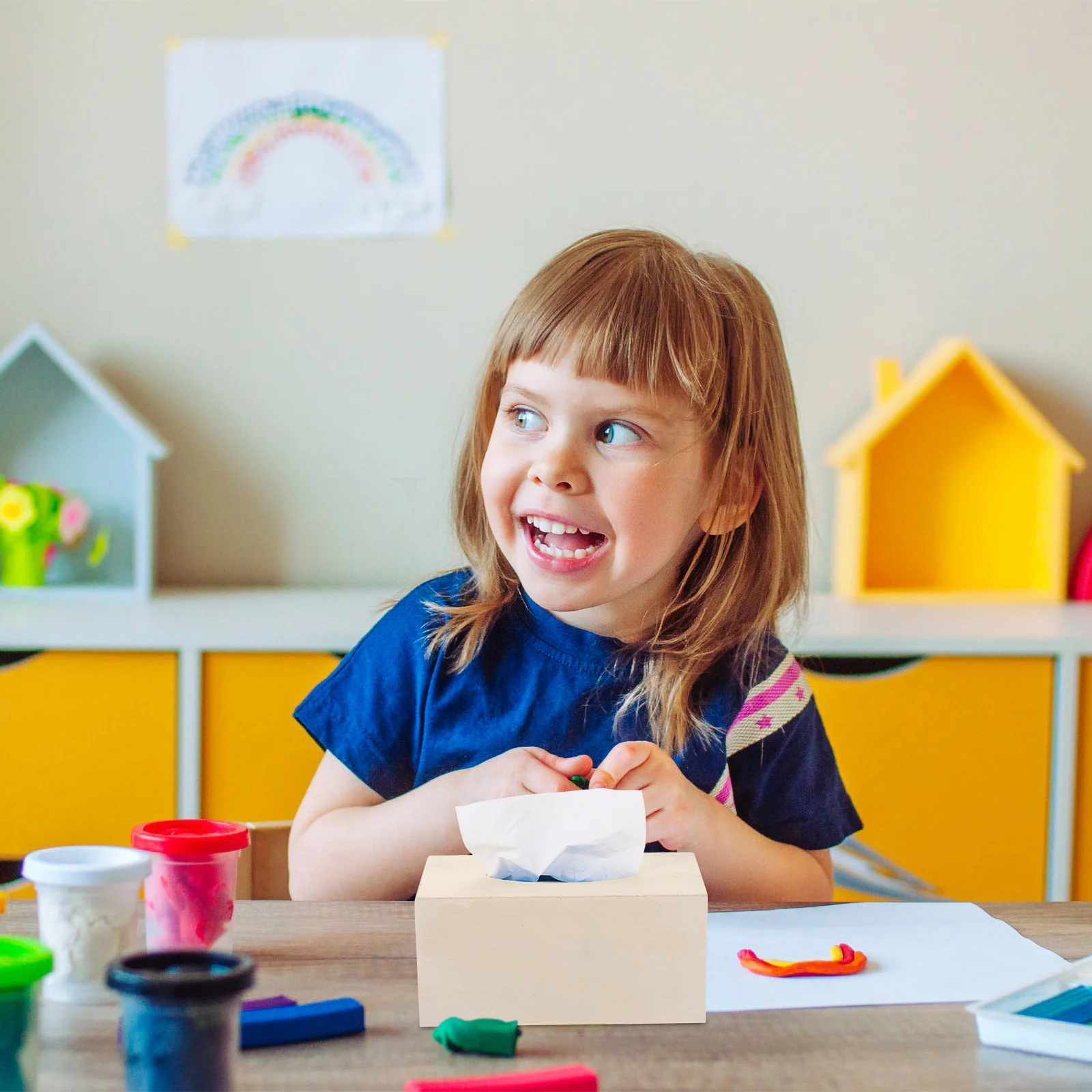 2 Stuks Diy Houten Tissue Dozen Handgemaakte Effen Kleur Servethouders Voor Kinderen Thuisgebruik Houten Tissue Box Servethouders
