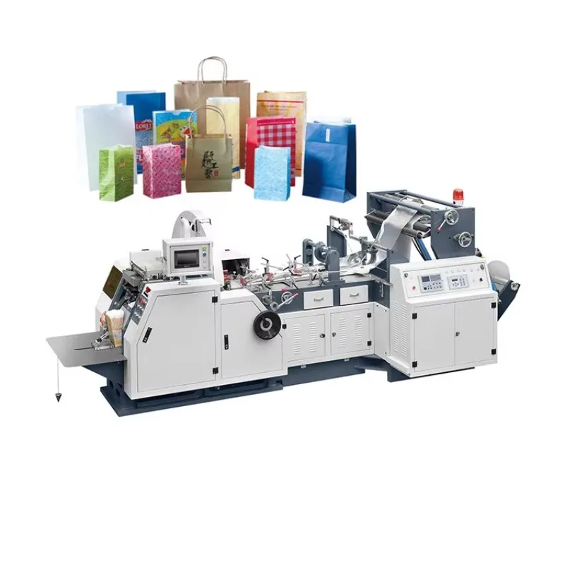 Multifunctional Paper Bag Making Machine, Handle & Square Bottom Kraft Paper Bag Manufacturing Equipment
