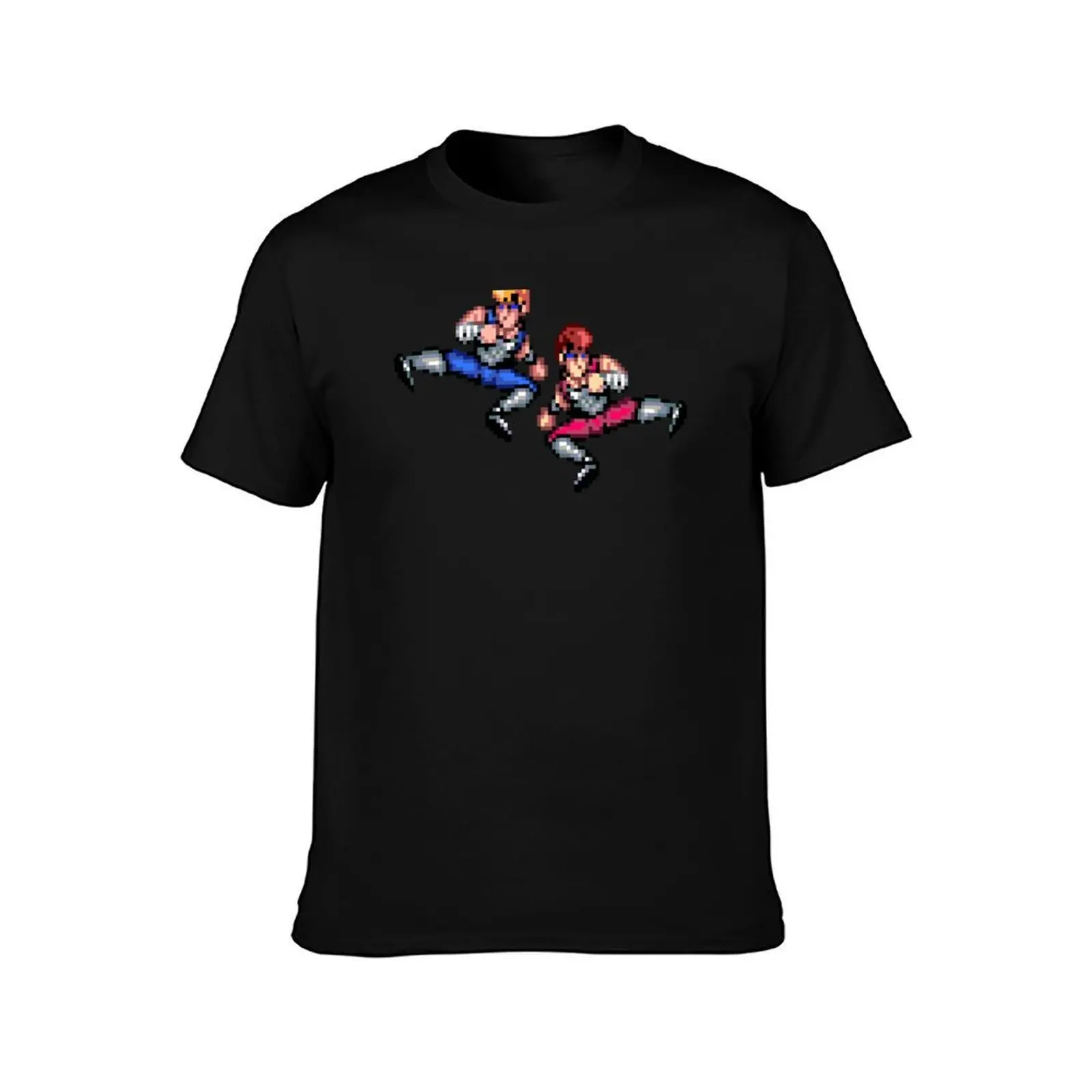 Double Dragon Flying Kicks T-Shirt Summer Casual Cotton Tee Oversized Streetwear Tops Vintage Graphic Print Unisex Men Women