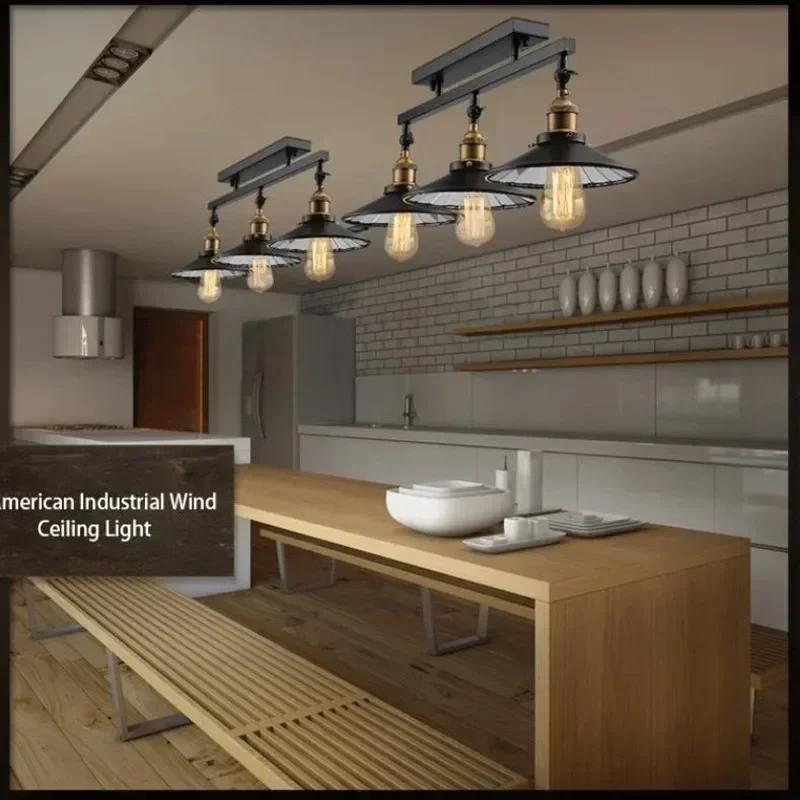 Home Deco Mirror Glass Lampshade Black Vintage Loft Iron Ceiling Light 3*E27 Edison Bulb Dining Room Restaurant Ceiling Lamp