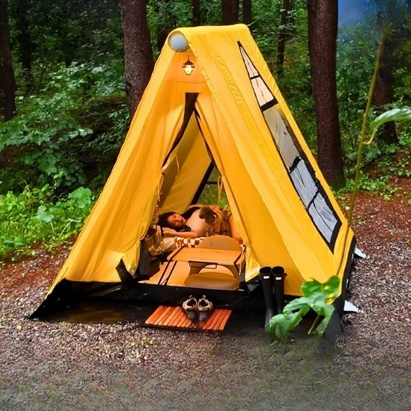 Inflatable outdoor camping tent, new large space, super light and fast climbing, cold-resistant mobile camping, pointed house