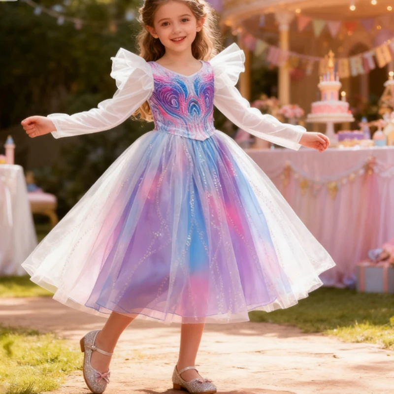 Karneval Kostüm Für Kinder Böse Hexe Neue Film Glinda Cosplay Kostüm Lila Mädchen Prinzessin Kleid Geburtstag Party Ballkleid