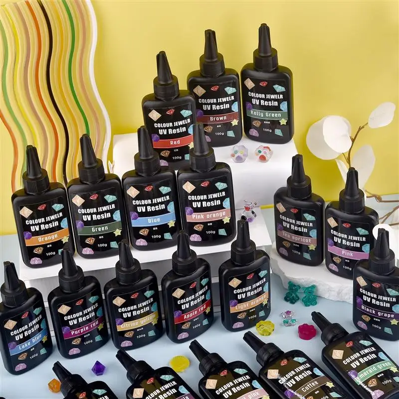 

100ml Gemstone UV Resin Glue High Transparency Fast Curing No Mixing Color For DIY Gemstone Resin Crystal Jewelry Making