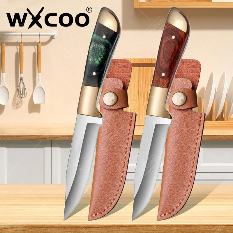 

WXCOO Hand Carving Knives Stainless Steel Fruit Meat Steak Knife Kitchen Boning Knife Kitchen Meat Cleaver Butcher Wood Handle