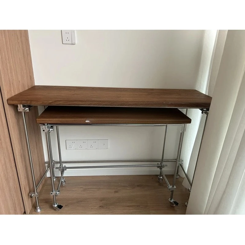 طاولة الجوز بسيطة وحديثة من الفولاذ المقاوم للصدأ لغرفة المعيشة المنزلية وأريكة القهوة المستطيلة وطاولة جانبية للشرفة #3