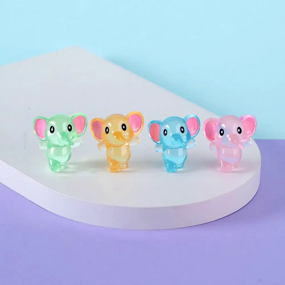 Handicraft Luminous Mini Elephants DIY Cute Elephants Resin Ornaments 3D Elephants Micro Landscape Home Decor