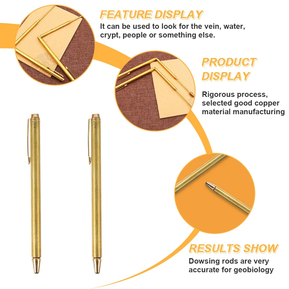2pcs Retractable Dowsing Rods Copper Divining Tool For Water Locating Lost Items Energy Seeking Pen Shaped Portable Rods