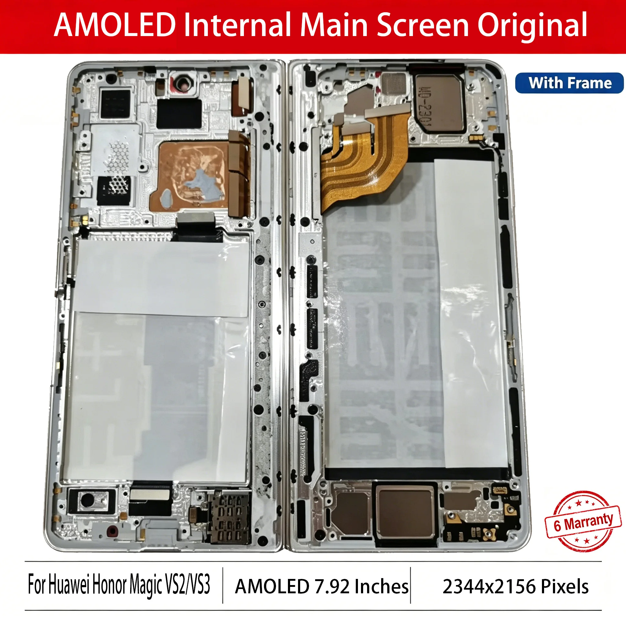 7.92'' Original AMOLED LCD Display For Honor Magic VS2/VS3 Inner Main Foldable Touch Screen Digitizer With Frame