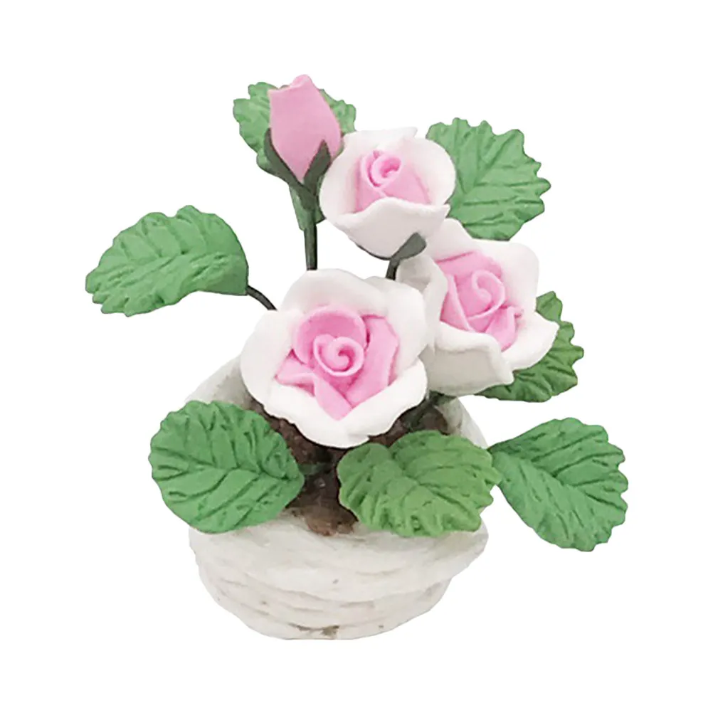 

Miniature Flower Pot Decor Simulation Flower Container Ornament Mini House Bonsai DIY Desktop Garden Accessory Artificial Plant