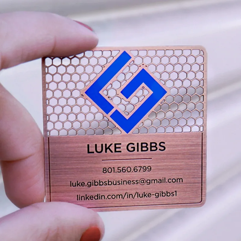 Customized. Customized Square Hollow Metal Business Card Stainless Steel Color Plated Printing Personalized Card VIP Card