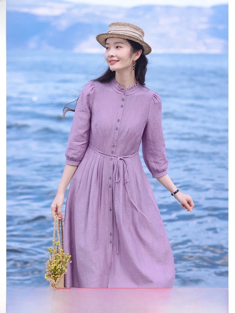 

Ele Purple Dr Women's Mid-Length Slimming Spring Faion 2025 New Sle Bamboo Fiber A-Line Skirt X-ape Silhouette