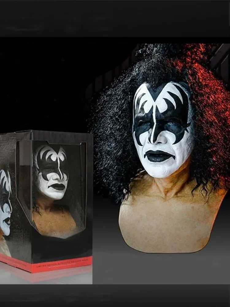 Máscara de Halloween de Gene Simmons, Cantante Principal de Kiss, para Carnaval, Festival de Música Eléctrica, Cosplay, Bajo, Terror, Máscara Facial Completa
