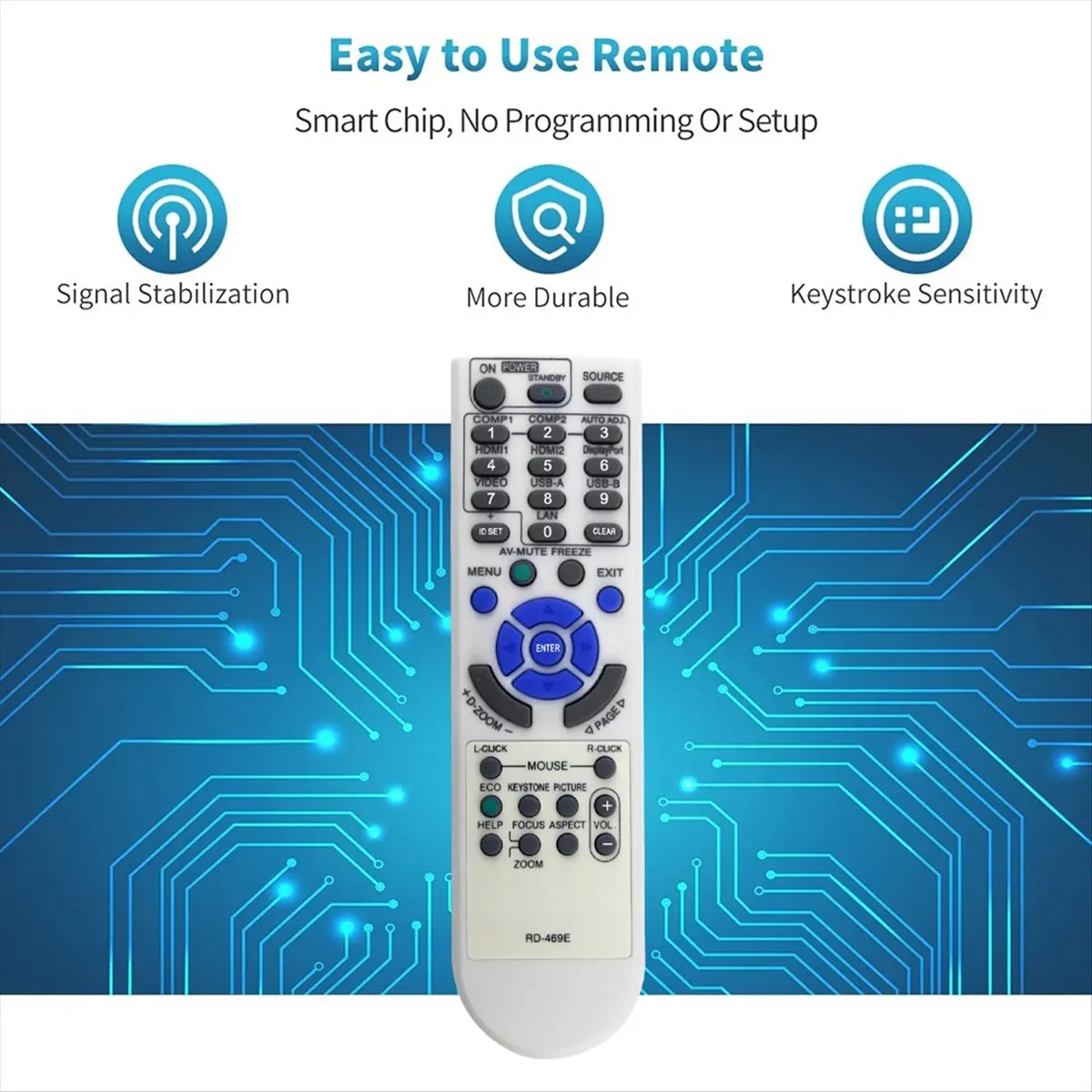 RD-469E Replace Remote for Projector VE303X VE303 V302X V332W V302H NP-V332W NP-UM361X NP-V302X NP-UM351W NP-V302W-FS
