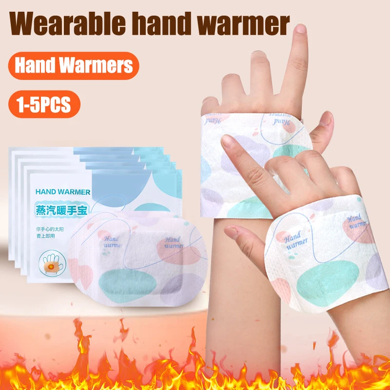 1/ 5 Pairs Self Heating Winter Warm Paste Wearable Disposable Hand Foot Warmers Heat Pack Steam Hand Warmer Wrist Heating Pad