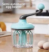 Semi-Automatic Egg Whisk Plastic Hand Crank Push Whisk Blender Long Crank Multi-Functional Manual Eggs Beater Kitchen Tool