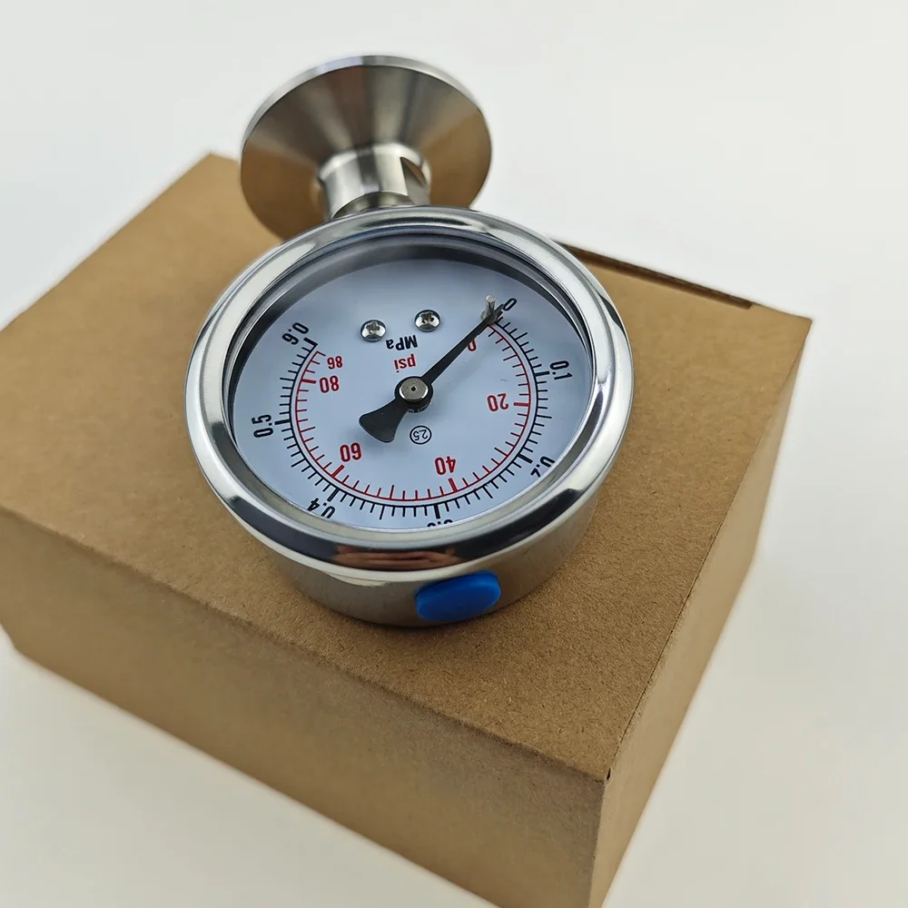 

316 Stainless Steel Quick-Loading Diaphragm Pressure Gauge Chuck Clamp Sanitary Grade 60 Dial Hoop Joint for Industrial Use