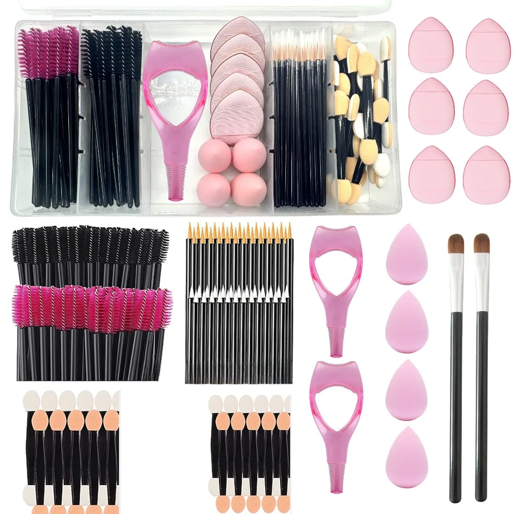 Combo Pack Kit de maquillaje desechable profesional-varillas de rímel triangulares, aplicadores de cosméticos-Juego de herramientas de belleza higiénica
