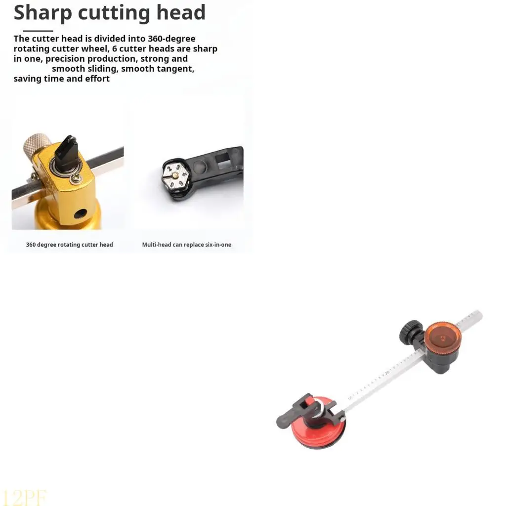 12PF Glass Circular Gauge Cutter Adjustable Circular Suction Cup Cutter Window Hole Opener Glass Circular Glass Cutter