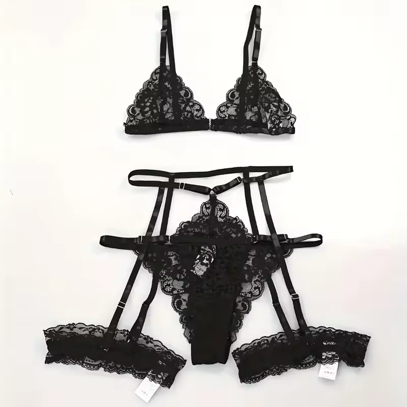 Toucheart 3 Piece Set Sleepwear Suit Sexy Lingerie Women Thin Transparent Lace Bra Set See Through Female Erotic Underwear New - Image 10