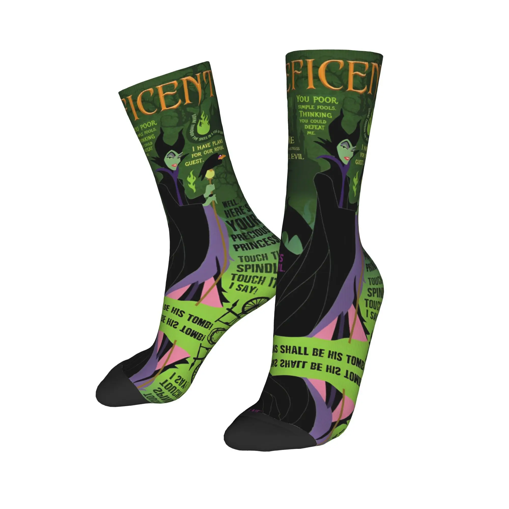 Villains Maleficent Sleeping Beauty Autumn Winter Stockings Colorful Unisex Socks Evil Queen Princess Breathable Football Socks